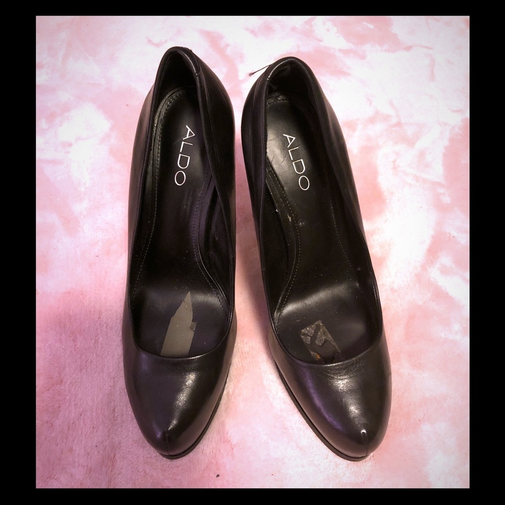 Black leather heels